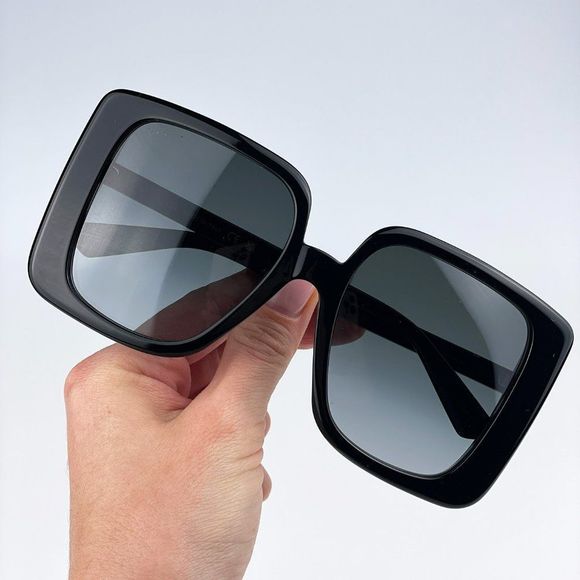 Gucci GG1314S 001 Sunglasses Black Dark Grey Oversized Square Women - Picture 6 of 13